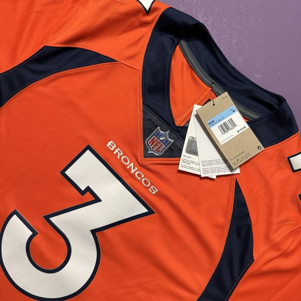 Nike NFL Denver Broncos Russell Wilson #3 Orange Game Jersey Men's Size M Medium